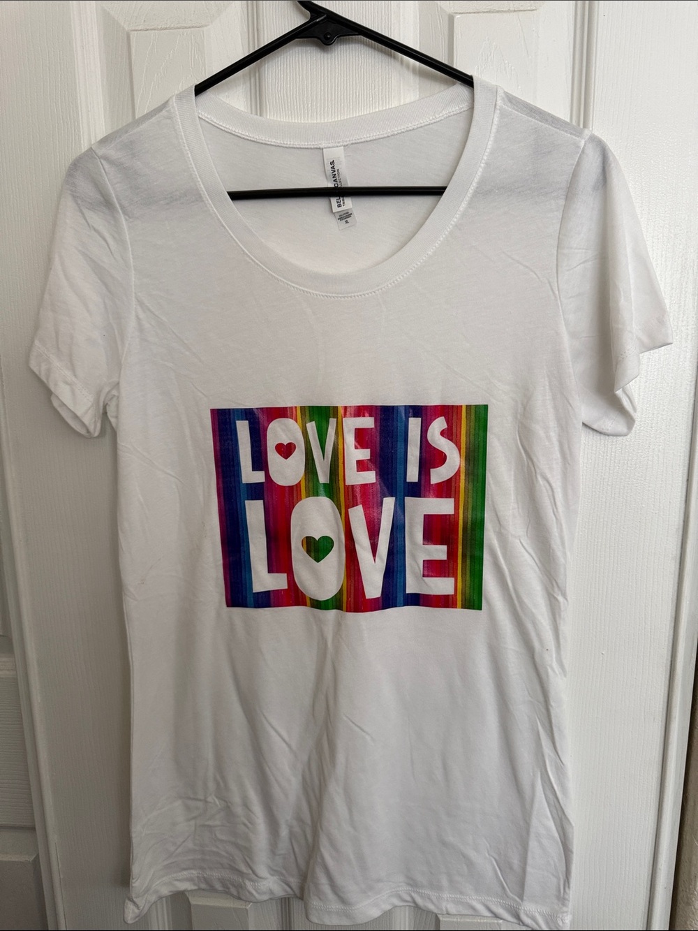 Abella White Crew Neck Tee - Bella+Canvas Tag Visible - Picture 1 of 5